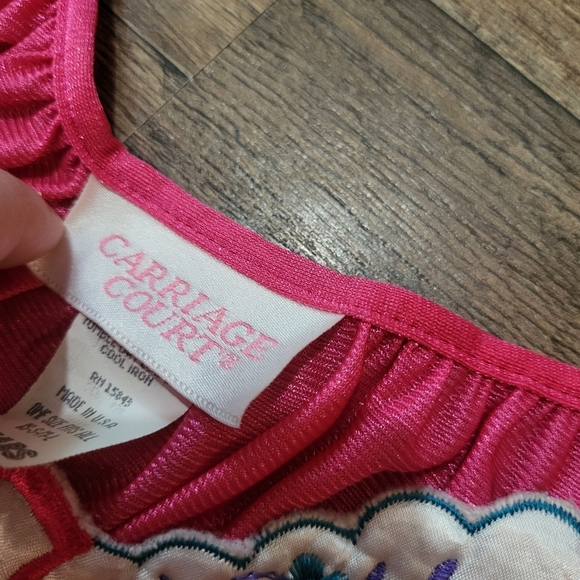 Vintage 1980's Sears Nightgown Pink Silky Long Sleep Dress Carriage Court OS - Picture 3 of 5